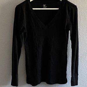 Gap Black Long-Sleeved SuperSoft V-Neck Tee